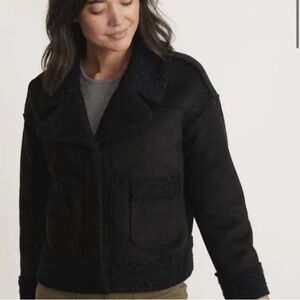 NWOT Marine Layer Sherpa Lined Vegan Suede Black Jacket